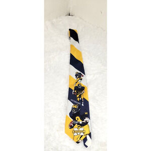 Vintage Harris Lawrence University of Michigan Football Maize Blue Striped Tie